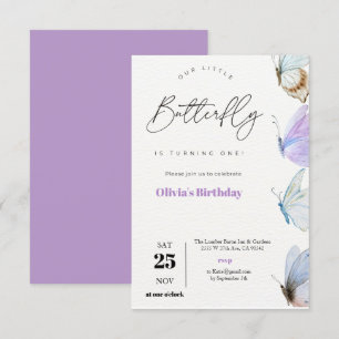 Invitation L'élégant papillon violet devient un anniversaire