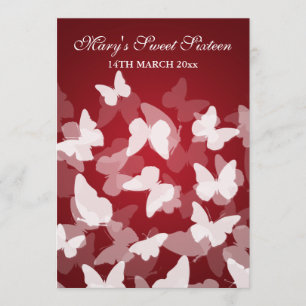 Invitation L'Élégant Sweet sixteen du Parti des papillons Rou