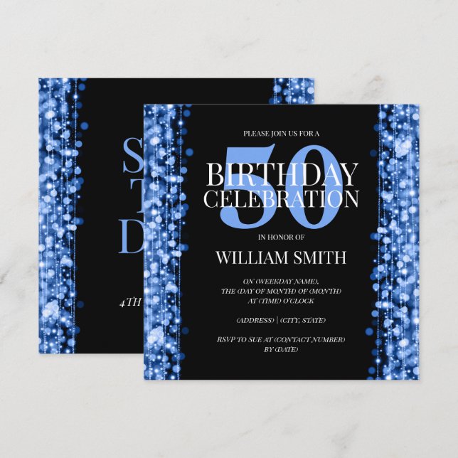 Invitation L'élégante fête d'anniversaire des Mens éclate de  (Devant / Derrière)