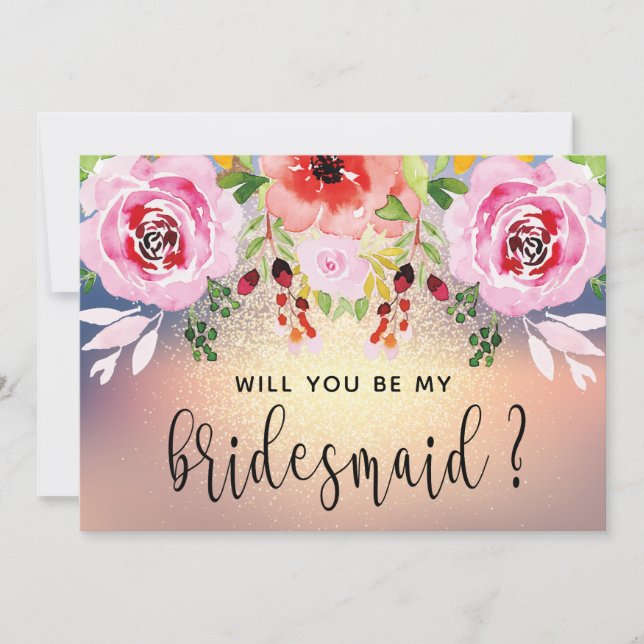 Invitation L'Élégante Parties scintillant Florale Gold Be My  (Devant)