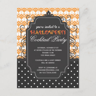 Invitation L'Élégante soirée cocktail d'Halloween Damask