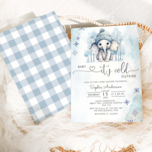 Invitation L'éléphant d'hiver bébé Il fait froid dehors