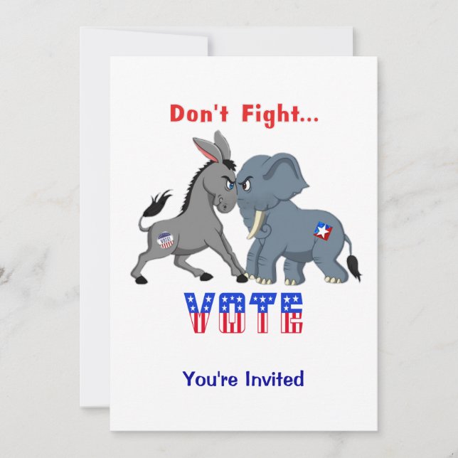 Invitation L'éléphant et l'âne ARGUMENTENT Ne combattez pas V (Devant)