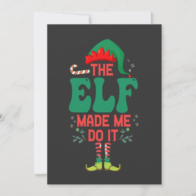 Invitation L'Elfe m'a fait le faire Drôle cadeau d'elfe de No (Devant)