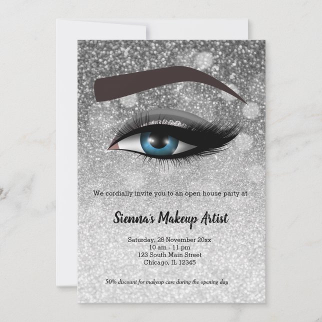 Invitation L'émail argenté lache les yeux | maquillage (Devant)