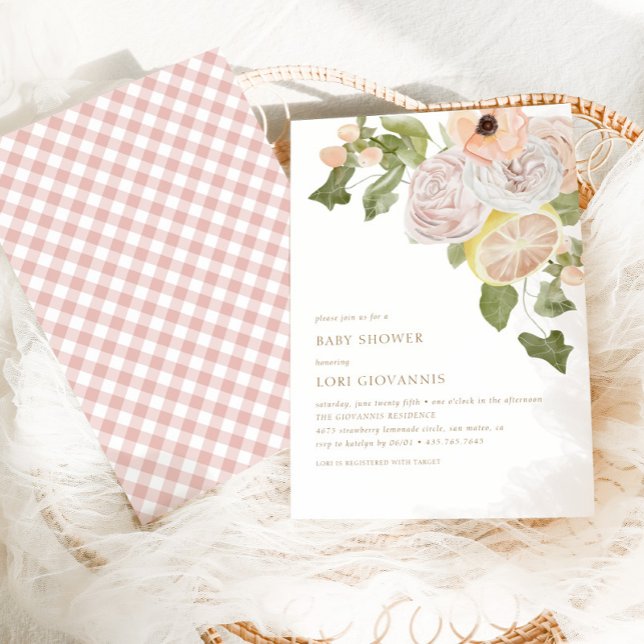 Invitation Lémérite rose moderne Baby shower plaqué été (Créateur téléchargé)