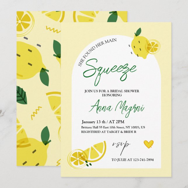Invitation Lemon a trouvé son grand amour : Baby Shower de ma (Devant / Derrière)