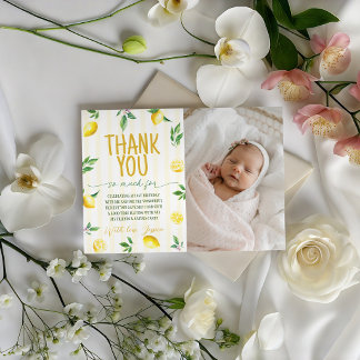 Invitation Lemon Birthday Photo Thank You Card