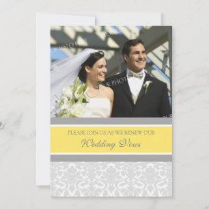 Invitation Lemon Damask Photo Mariage Vow Renouvellement Invi