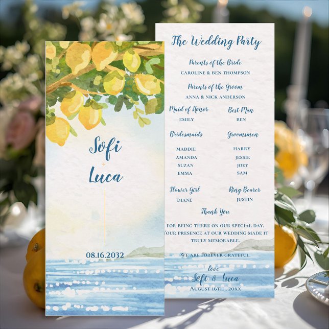 Invitation Lemon Grove Coastal  Wedding Ceremony Program (Lemon Grove Coastal Wedding Ceremony Program)