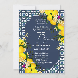 Invitation Lemon Méditerranée Bleu 75ème