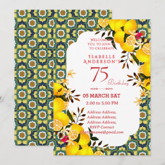 Invitation Lemon Méditerranéen Jaune Bleu 75ème