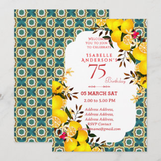 Invitation Lemon Méditerranéen Turquoise 75ème