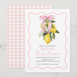 Invitation Lemon Rose Ruban preppy Coquette shower de bébé