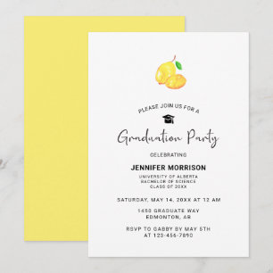 Invitation Lemon Thème Graduation Party Boho Modern Chic Inv