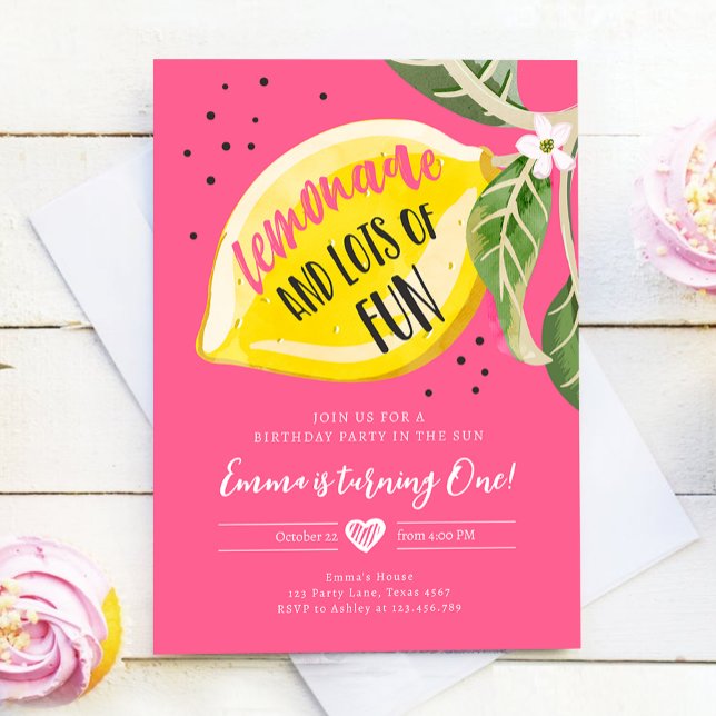 Invitation Lemonade et beaucoup de Fun Lemon Girl Anniversair (Créateur téléchargé)
