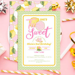 Invitation Lemonade rose Citron thème 2e fête d'anniversaire