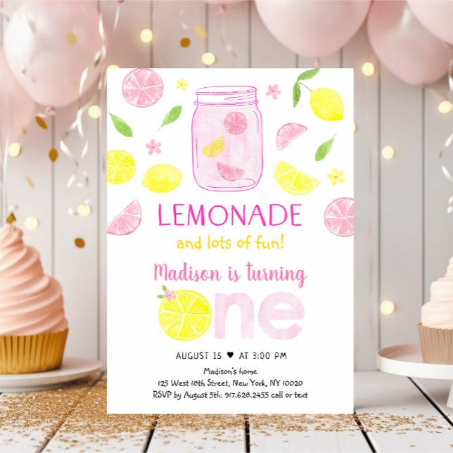 Invitation Lemonade rose Lemon Premier anniversaire (Créateur téléchargé)