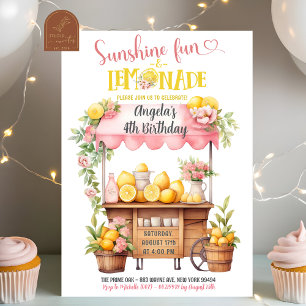 Invitation Lemonade rose Stand Kid's Birthday
