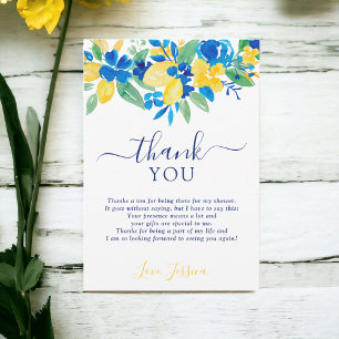 Invitation Lémons bleu jaune citrons fleurie douche nuptiale 