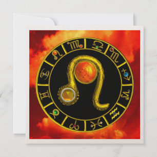 INVITATION LEO, GEM TOPAZ, SIGNES ZODIAQUES, FÊTE D'ANNIVERSA