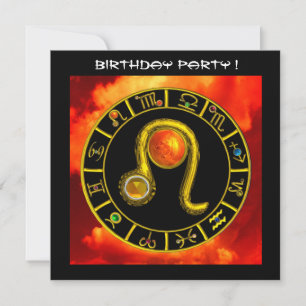 INVITATION LEO, GEM TOPAZ, SIGNES ZODIAQUES, FÊTE D'ANNIVERSA