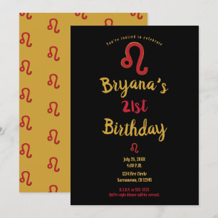 Invitation LEO Zodiac Astrologie Juillet Août Anniversaire Fê
