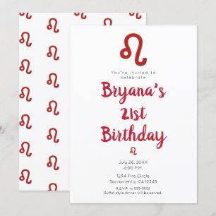 Invitation LEO Zodiaque Astrologie Fête d'anniversaire de jui