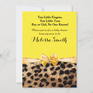 Invitation Leopard Cheetah Imprimer Bright Yellow Bow Invitat