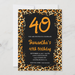 Invitation Leopard d'or en cuivre peint noir 40e anniversaire