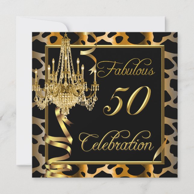 Invitation Leopard Gold Fabulous Womans 50 (Devant)