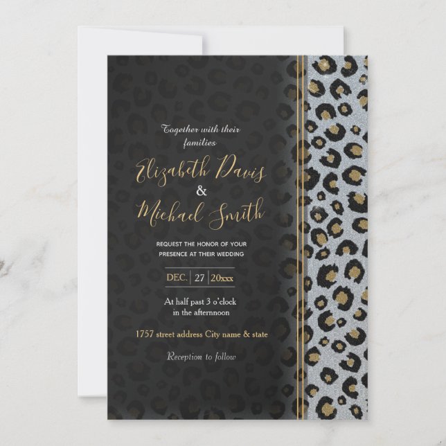 Invitation Léopard noir de l'or (Devant)