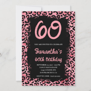 Invitation Leopard rose Peint noir 60e anniversaire