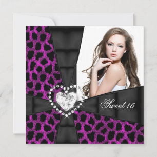 Invitation Leopard rose Sweet 16 Seize Anniversaire