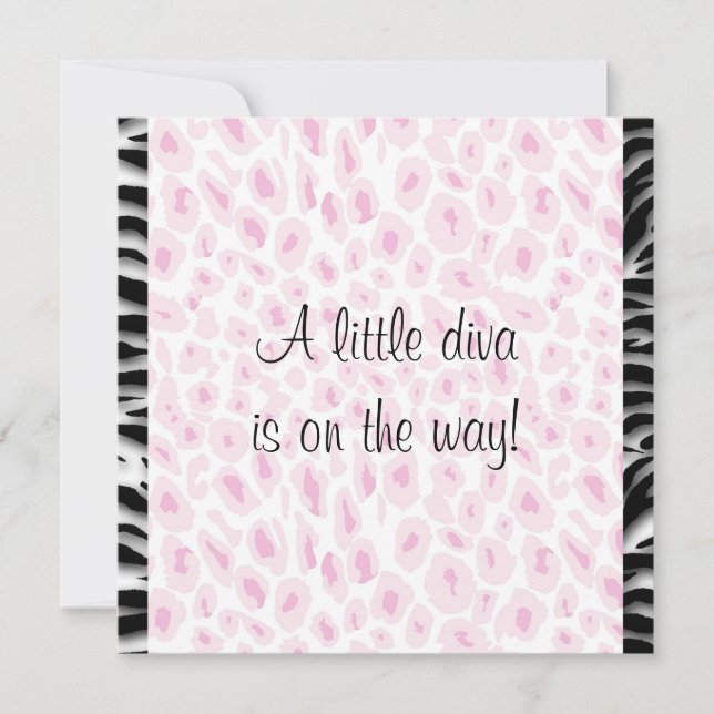 Invitation Leopard rose Zebra Baby Girl Douche (Devant)