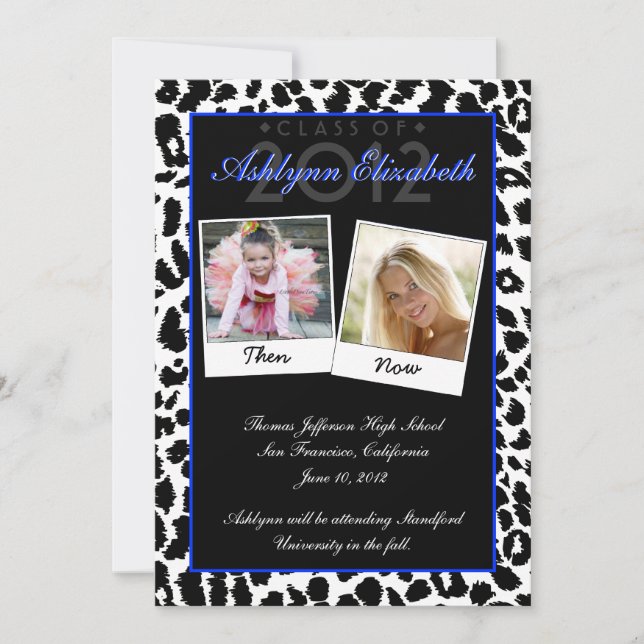 Invitation Leopard tendance Alors et maintenant Graduation In (Devant)