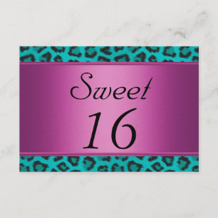 Invitation Léopard Turquoise Rose Sweet 16
