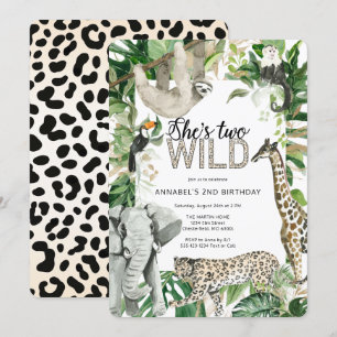Invitation Leopard Two Wild Safari Anniversaire