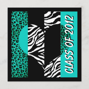 Invitation Leopard Zebra Print Turquoise Party