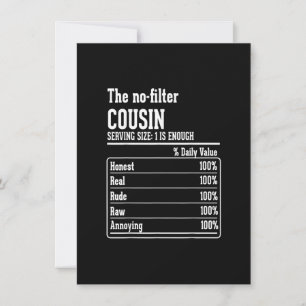 Invitation L'équipage de Cousin Faits nutritionnels Le No Fil