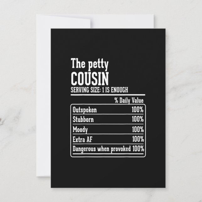 Invitation L'équipage de Cousin Faits nutritionnels Le petit  (Devant)