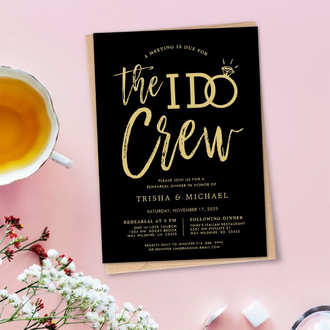 Invitation L'équipage I Do | Dîner de répétition | Style or (Créateur téléchargé)