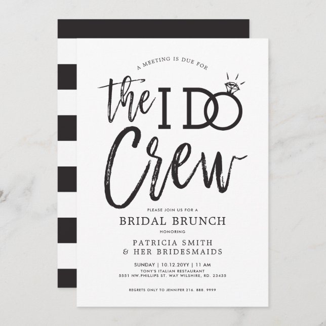 Invitation L'équipe I Do | Brunch de l'équipe de la mariée (Devant / Derrière)