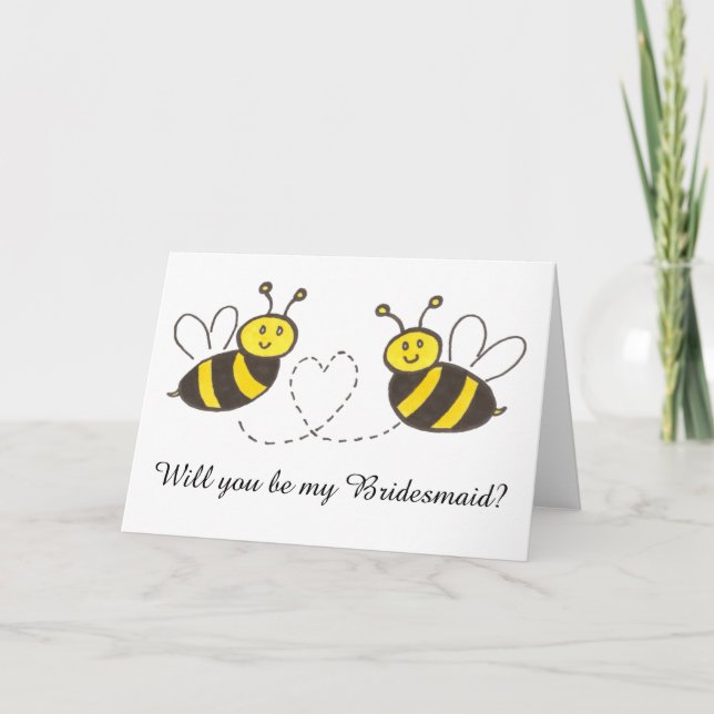 Invitation Les abeilles de miel au coeur Serez-vous ma servan (Devant)