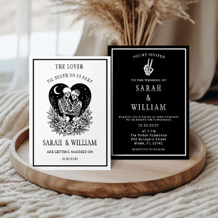 Invitation Les Amants, Étoiles Célestes, Squelette de Mariage