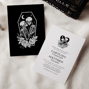 Invitation Les amants jusqu'à la mort Squelettes et roses Mar