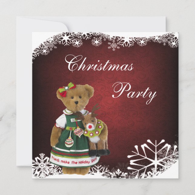 Invitation Les amis font de la fête l'ours de Noël étincelant (Devant)