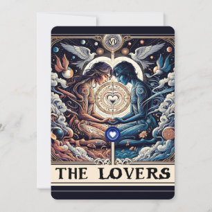 Invitation LES AMOUREUX Tarot Céleste Homme & Femme Fiançaill