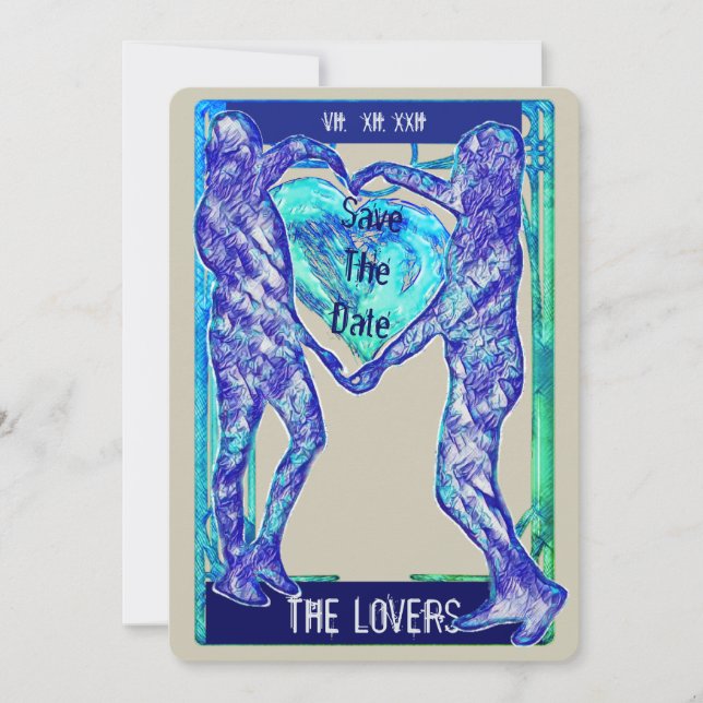Invitation Les Amoureux Tarot : Save the Date (Devant)