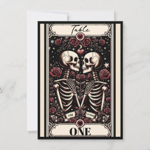 Invitation LES AMOUREUX Tarot Squelette Amour Roses Numéro de